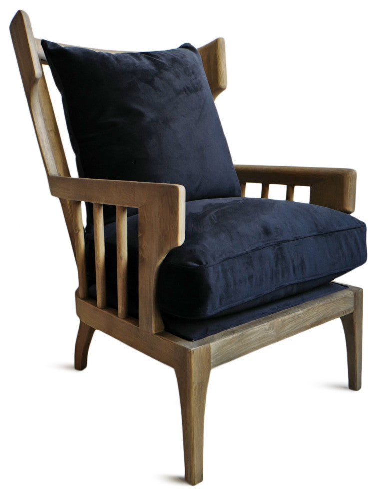 Wingback Navy Velvet Arm Chair
