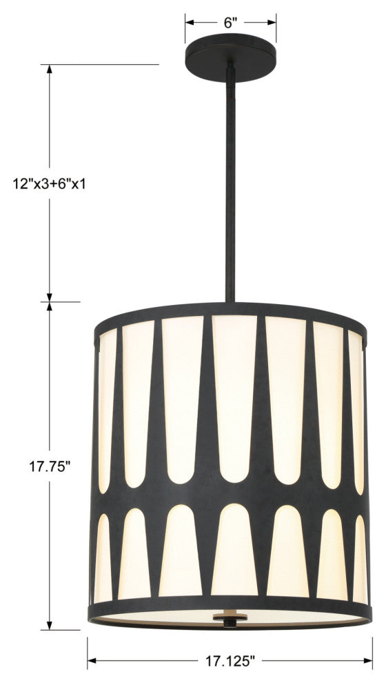Crystorama Lighting Group ROY-805 Royston 4 Light 17"W Pendant - Black