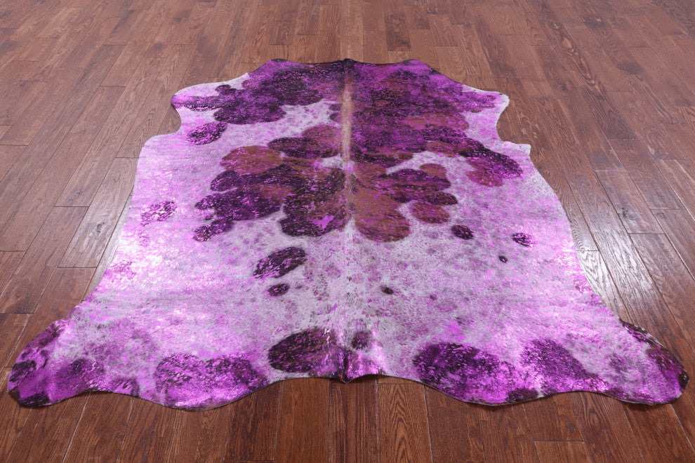 Pink Metallic Cowhide Rug 6' 2" X 6' 1" C2145