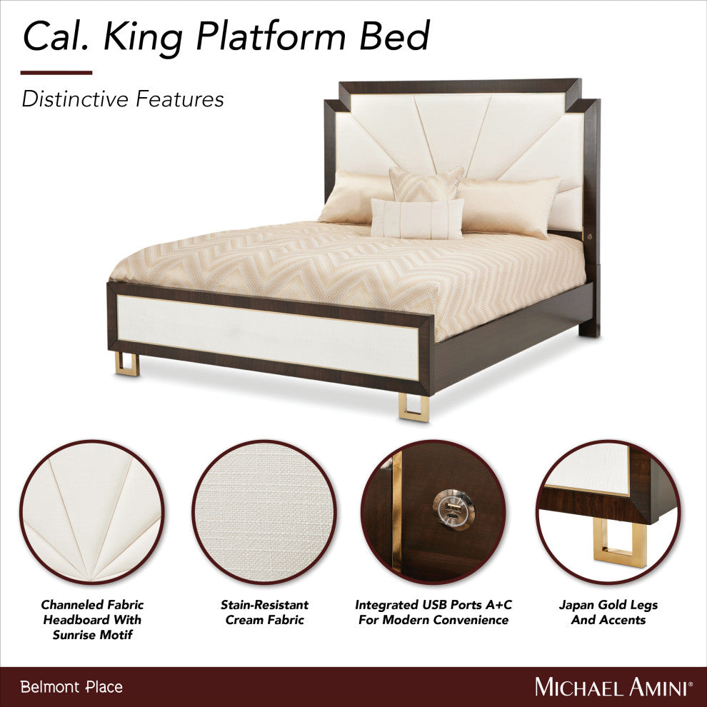 Belmont Place Cal. King Panel Bed Cream/Espresso