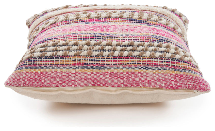 Multicolored Pink Striped Throw Pillow