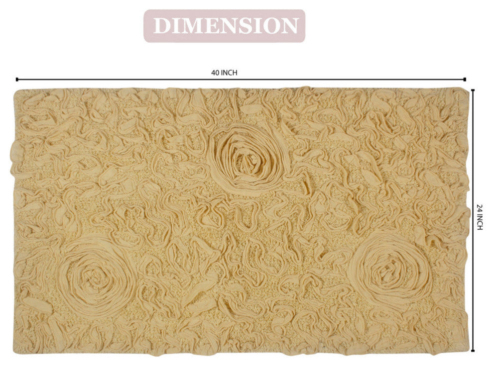 Bell Flower Collection Tufted Bath Rugs, 24"x40" Rectangle, Yellow