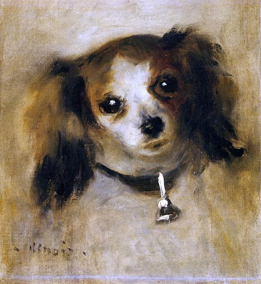 Pierre Auguste Renoir Head of a Dog - 20" x 20" Premium Canvas Print
