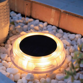 Solar Powered 4-Light Deco Clear LED In-Ground Light, Warm White