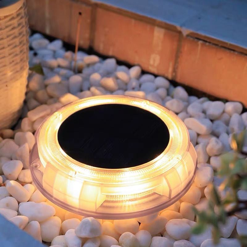 Solar Powered 4-Light Deco Clear LED In-Ground Light, Warm White