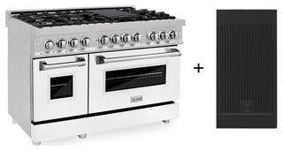 ZLINE 48 Dual Fuel Range With Griddle and White Matte Door
