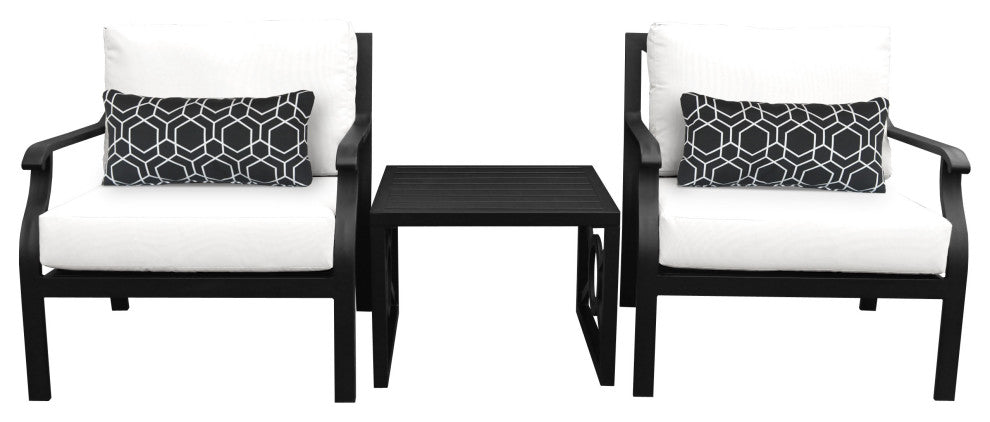 kathy ireland Madison Ave. 3 Piece Aluminum Patio Furniture Set 03a, Alabaster