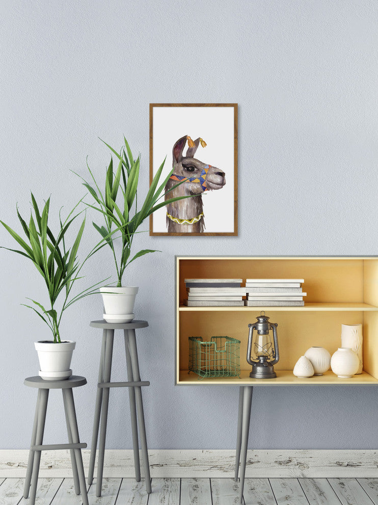 "Llama Party" Framed Painting Print, 16"x24"