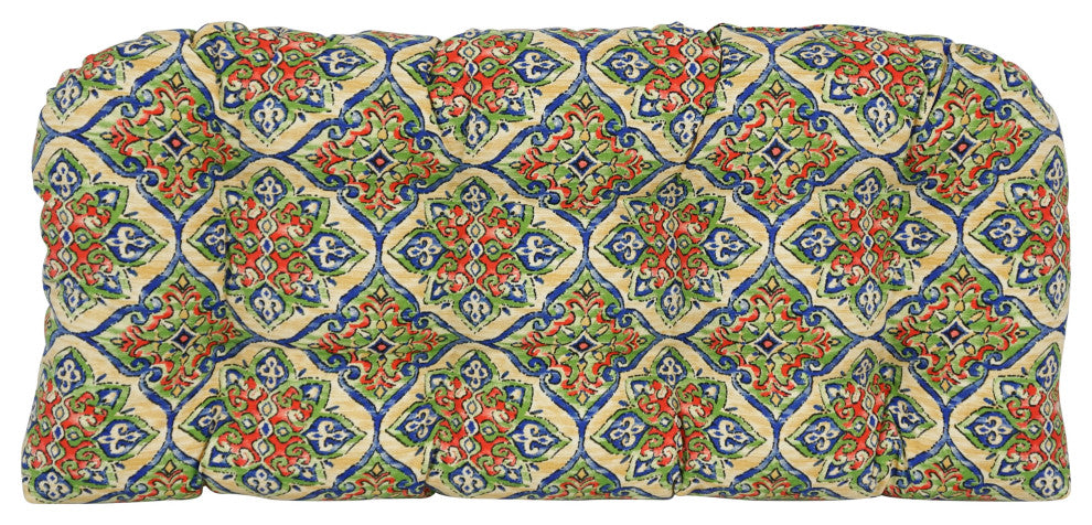 42"X19" U-Shaped Patterned Tufted Settee/Bench Cushion, Splendor Festive