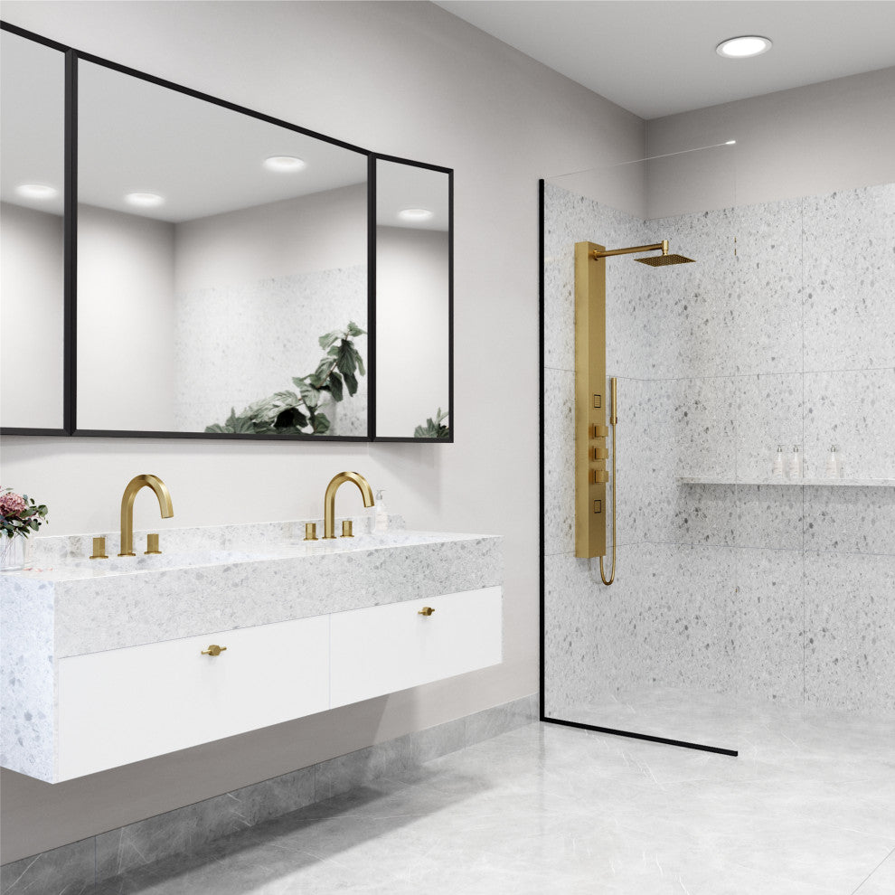 VIGO Rector 2-Jet Shower Panel with Shower Head, Matte Brushed Gold
