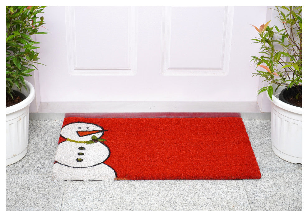 Calloway Mills Red Winter Snowman Doormat, 24" X 36"