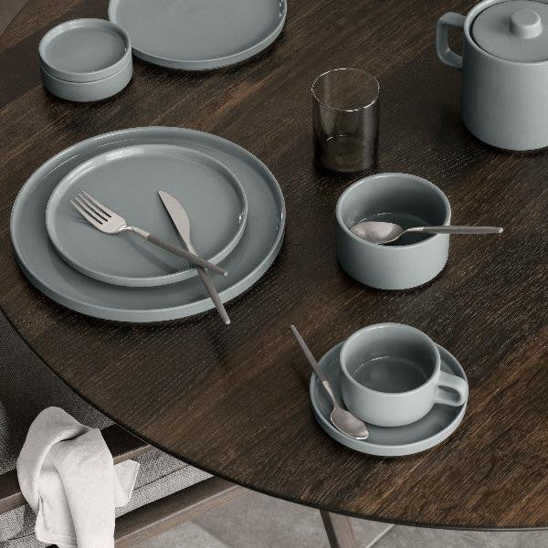 Pilar Coffee Cup With Saucer, 2-Piece Set, Pewter 7oz