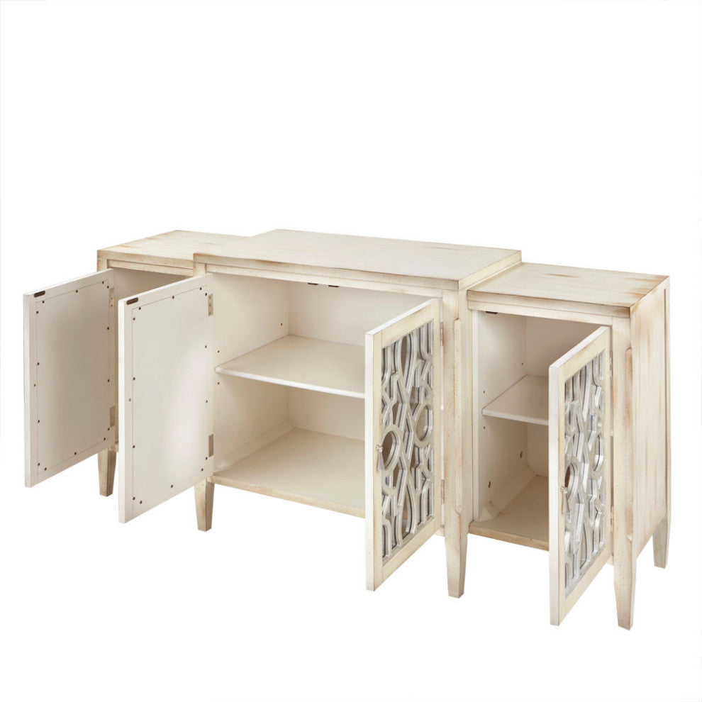 Madison Park Folio Antique White Wood Farmhouse Storage Buffet