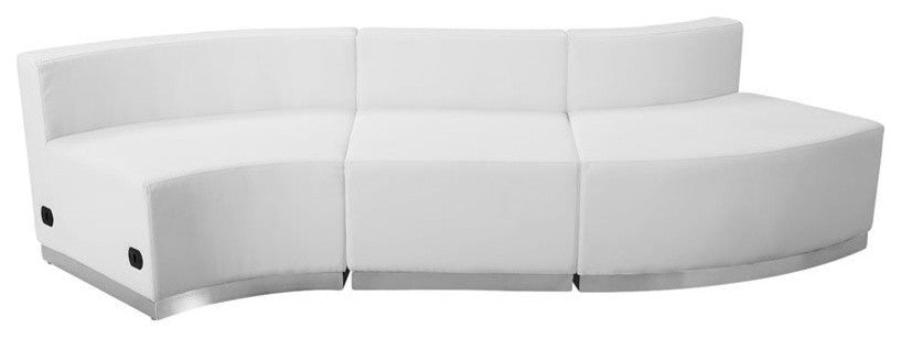 Melrose White Leather Reception Configuration, 3 Pieces
