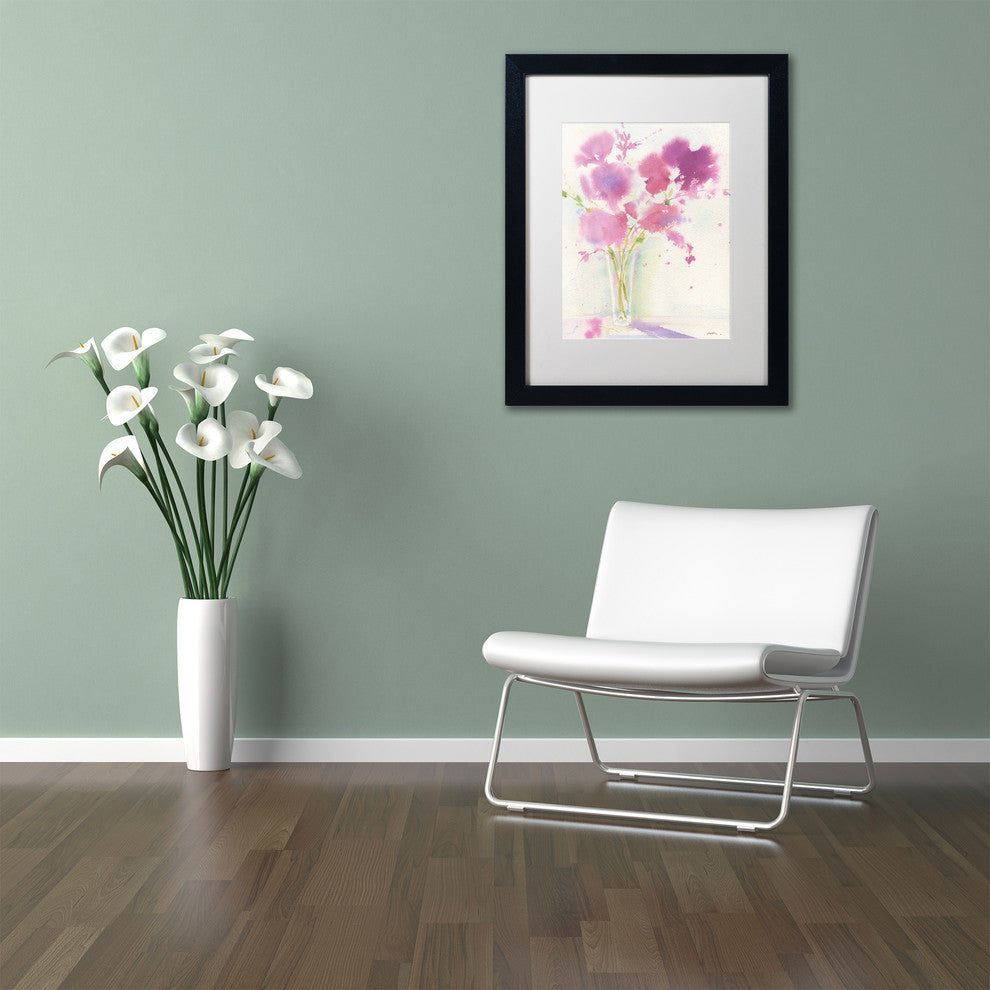 Sheila Golden ''Magenta Hues'' Matted Framed Art, Black Frame, White, 14x11