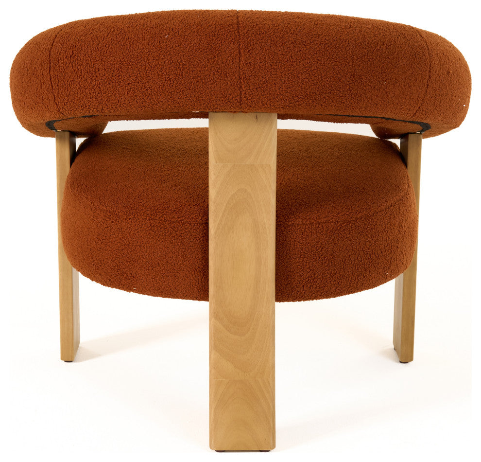 Modrest Nocona Modern Rust Fabric, Wood Accent Chair