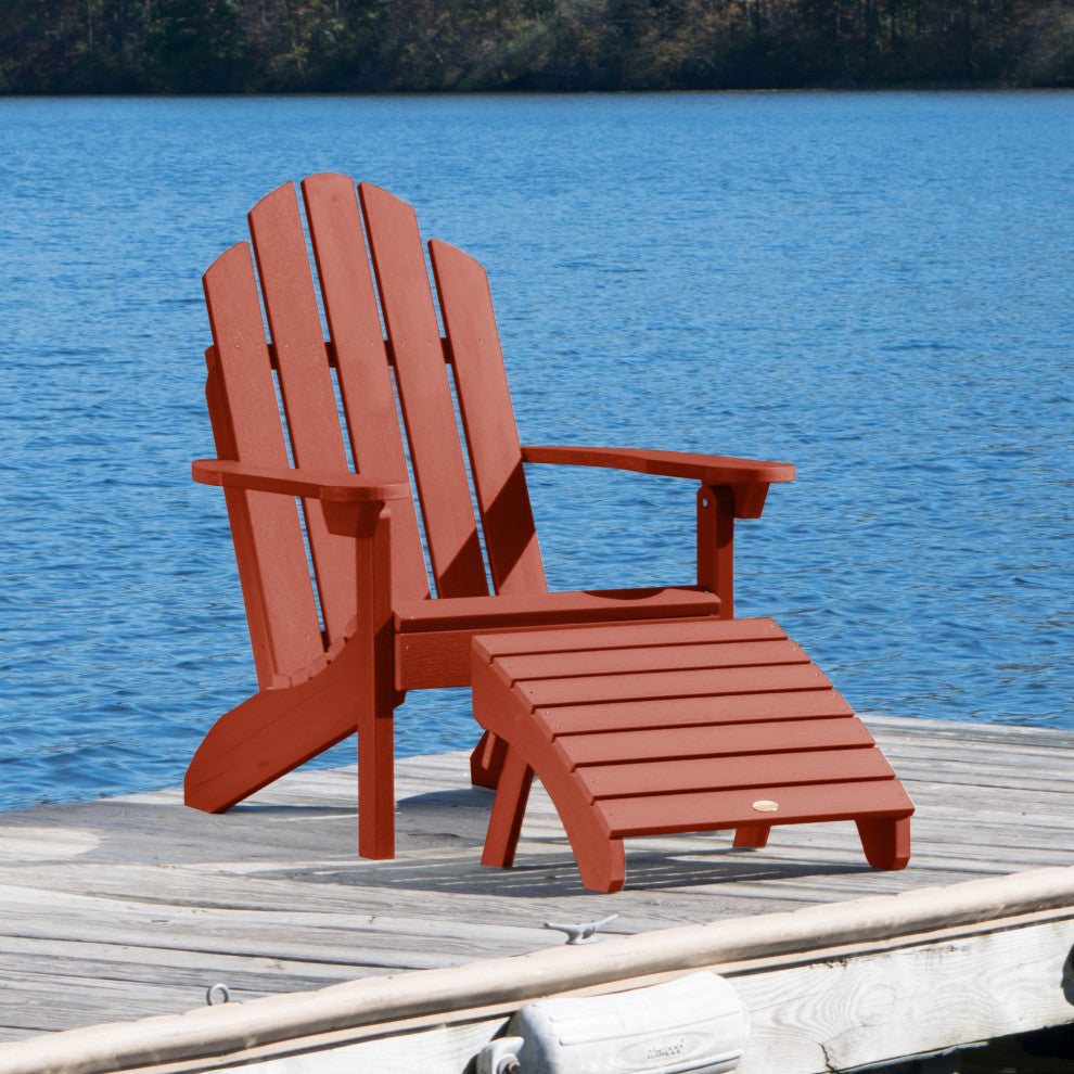 Westport Adirondack Chair With Ottoman, Rustic Red