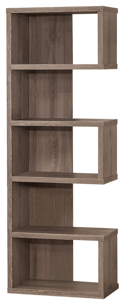 Contemporary Semi-Backless Bookcase, Weathered Gray