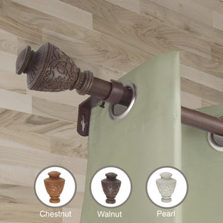 Carolina 1" Diameter Curtain Rod, Dark Walnut, 48-84"