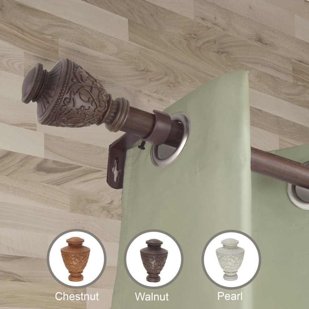 Carolina 1" Diameter Curtain Rod, Dark Walnut, 48-84"