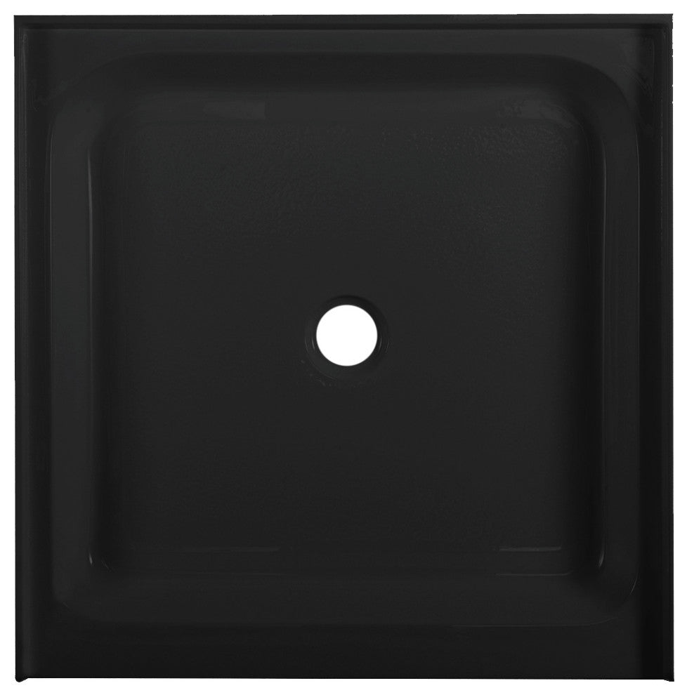 Voltaire 36"x36" Acrylic Black, Single-Threshold, Center Drain, Shower Base