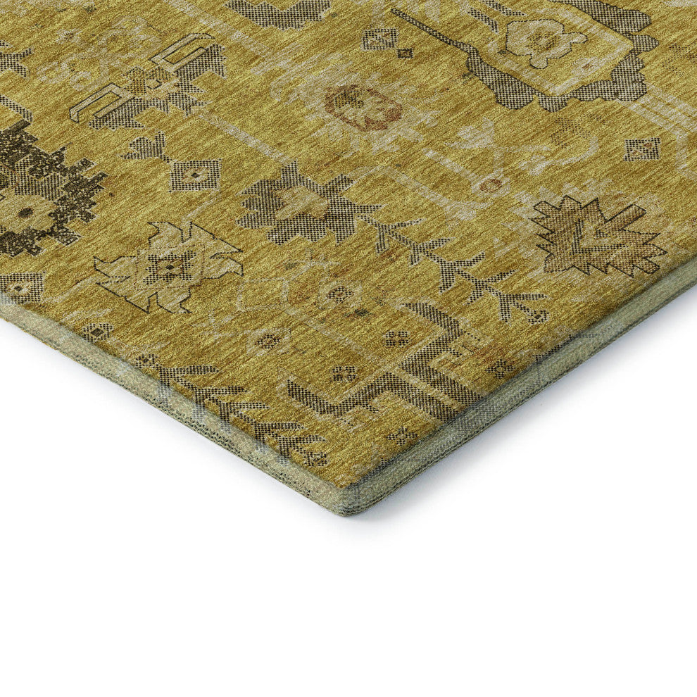 Premium Machine Washable Mayfield AMF697 Gold 9' x 12' Rug