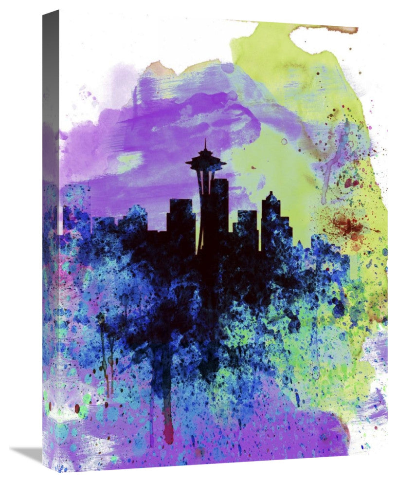 "Seattle Watercolor Skyline 1" Fine Art Print