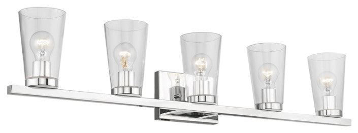 Cityview 5 Light Polished Chrome Extra Large Vanity Sconce With Clear Glass