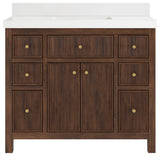 Sonoma Teak 42" Single Sink Vanity, Dark Walnut With 2" White Quartz