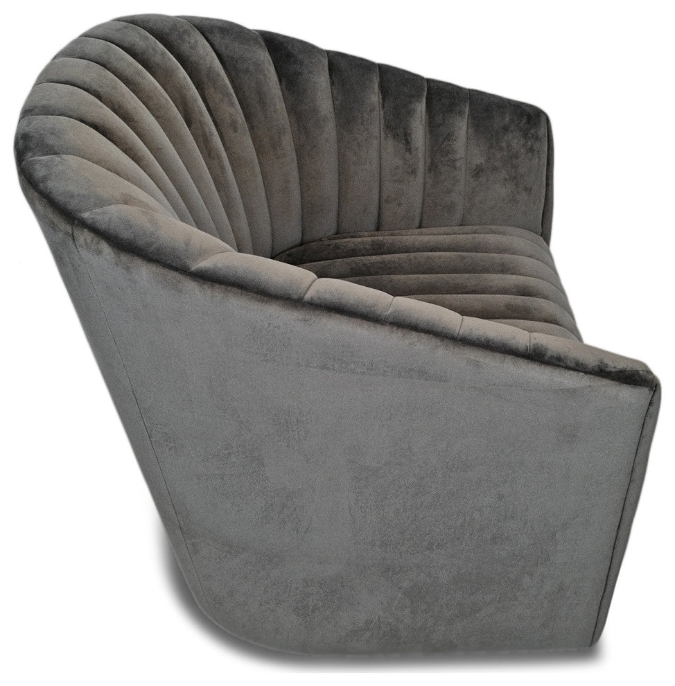 Slate Grey Velvet Swivel Chair