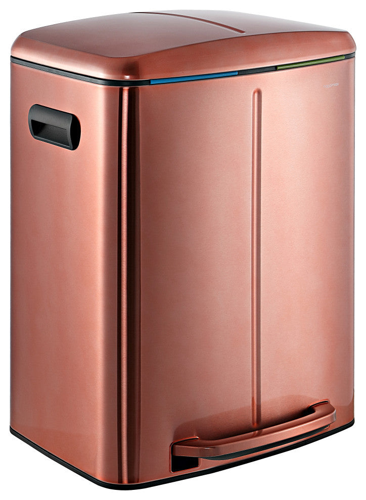 Marco Rectangular 10.5-Gallon Double Bucket Trash Can With Soft-Close Lid