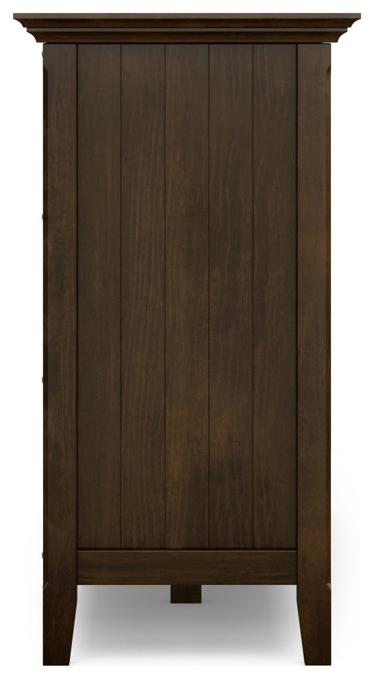 Bedford Solid Wood Wide Storage Cabinet, Dark Tobacco Brown