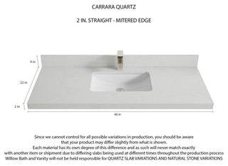 Parker 60 Single Sink Bathroom Vanity Dark Natural 2" Carrara Quartz