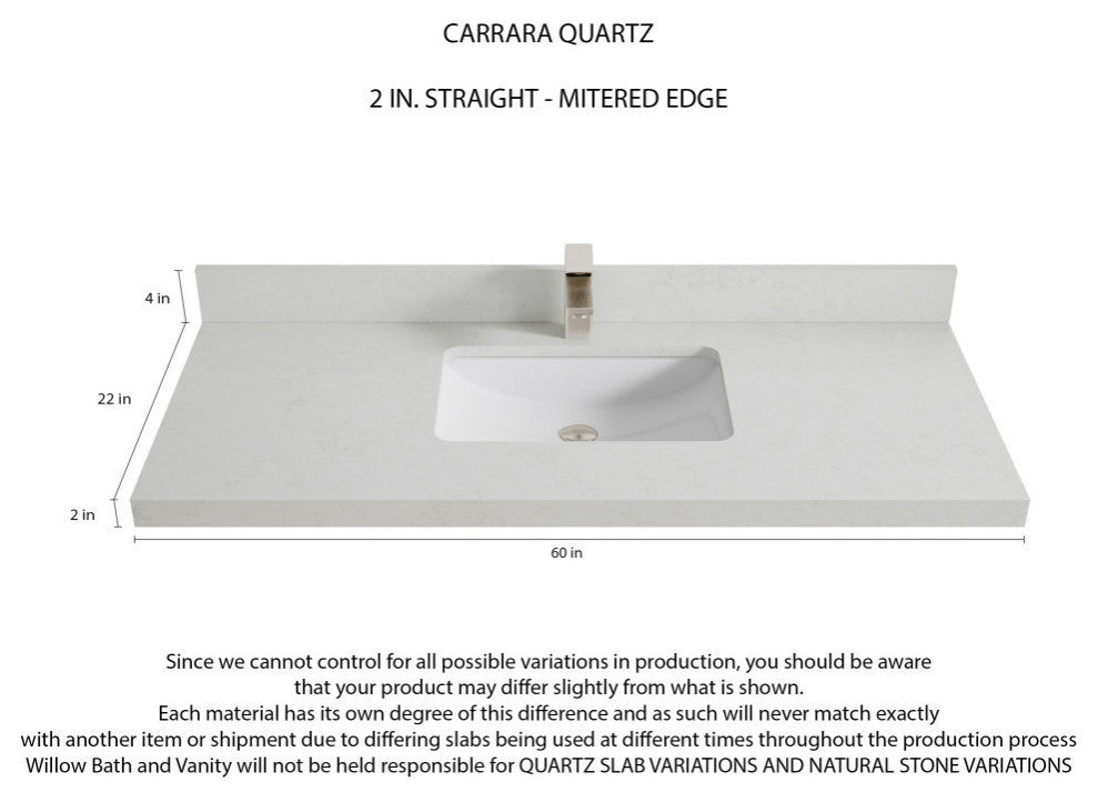 Parker 60 Single Sink Bathroom Vanity Dark Natural 2" Carrara Quartz