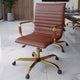 LeisureMod Harris Leather Office Task Chair With Gold Frame, Dark Brown