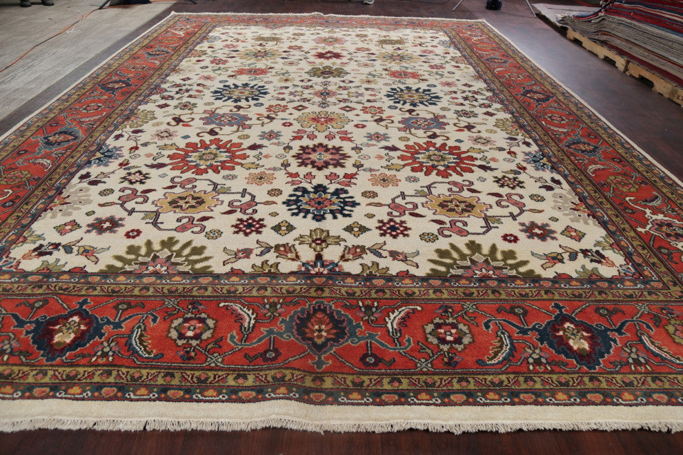 Indian Heriz Oriental Traditional Handmade Area Rug, Beige, 17'10"x11'10