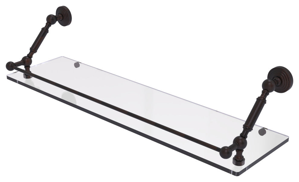Waverly Place 30" Floating Glass Shelf with Gallery Rail, Venetian Bronze