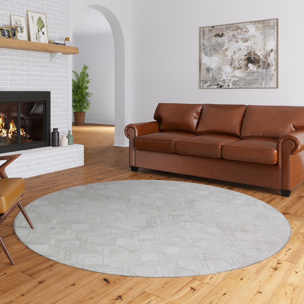 Indoor/Outdoor Stetson SS5 Linen Machine Washable 10' x 10' Round Rug