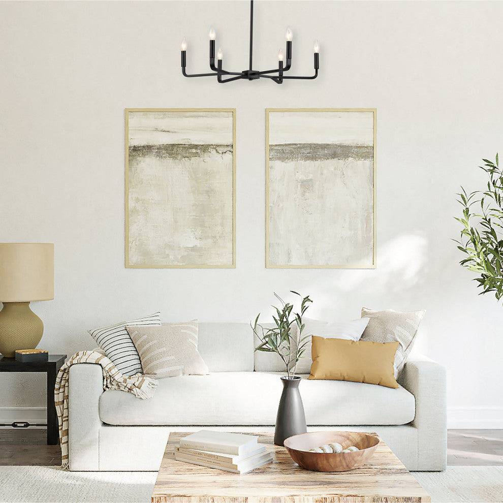 Colette Contemporary 6 Light Matte Black Metal Chandelier