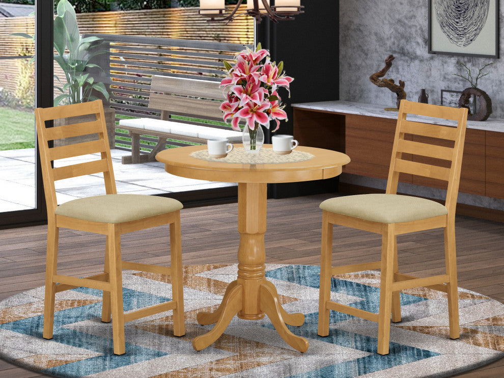 3 Pc Counter Height Dining Room Set -Pub Table And 2 Counter Height Chairs