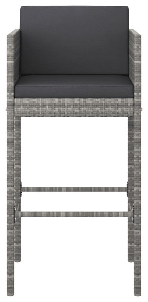 vidaXL Patio Bar Set Bistro Set Bar Stool with Cushions 5 Piece Poly Rattan Gray