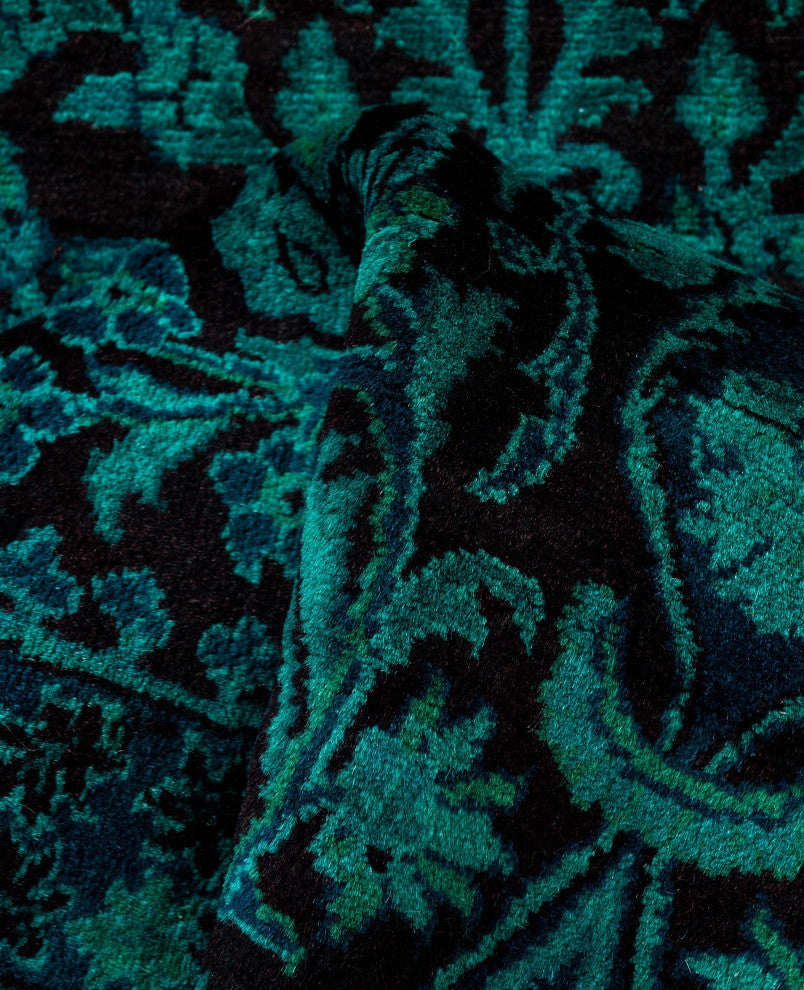 Overdyed One-of-a-Kind Hand-Knotted Area Rug Green, 3' 1" x 5' 2"