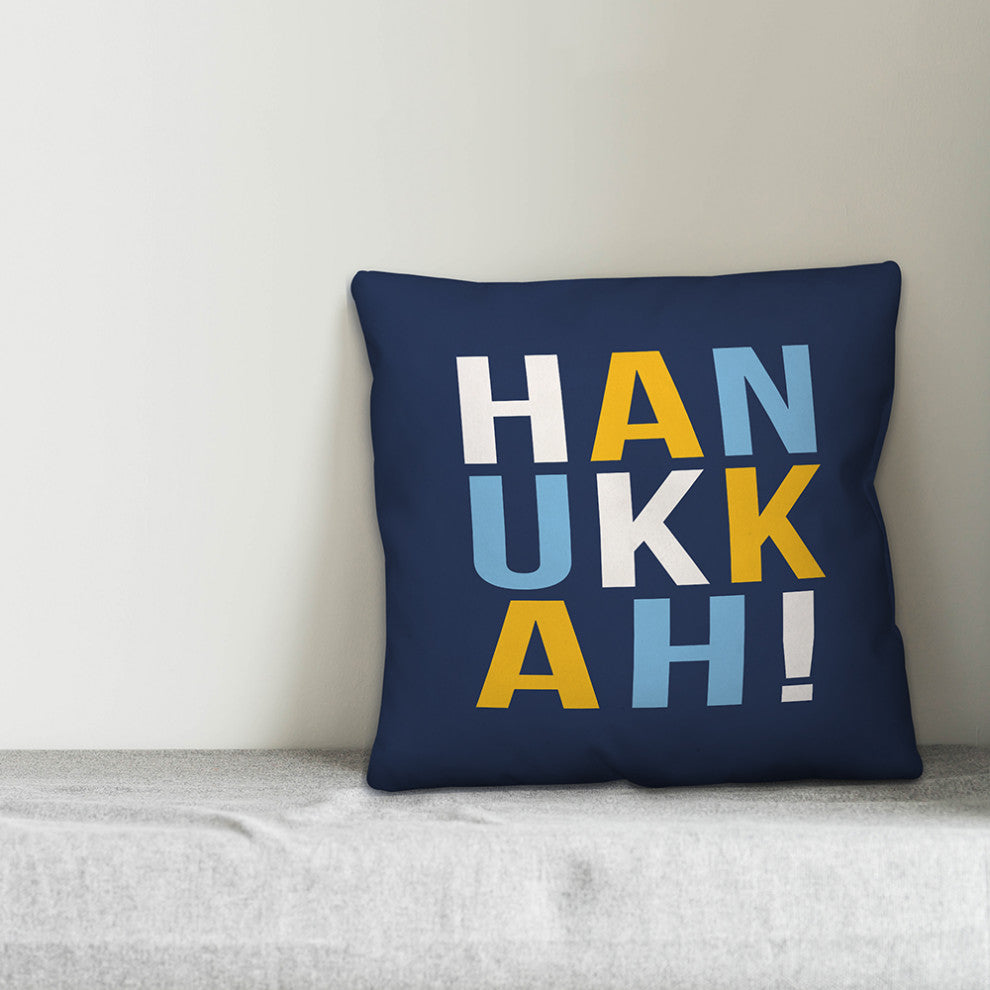 Hanukkah Bold Typography 18"x18" Throw Pillow Cover