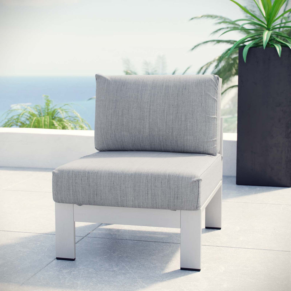 Silver Gray Shore Armless Outdoor Patio Aluminum Chair