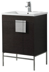 Bathroom Vanity Set, Black Oak Straight Grain, 24", Polished Chrome Hardware