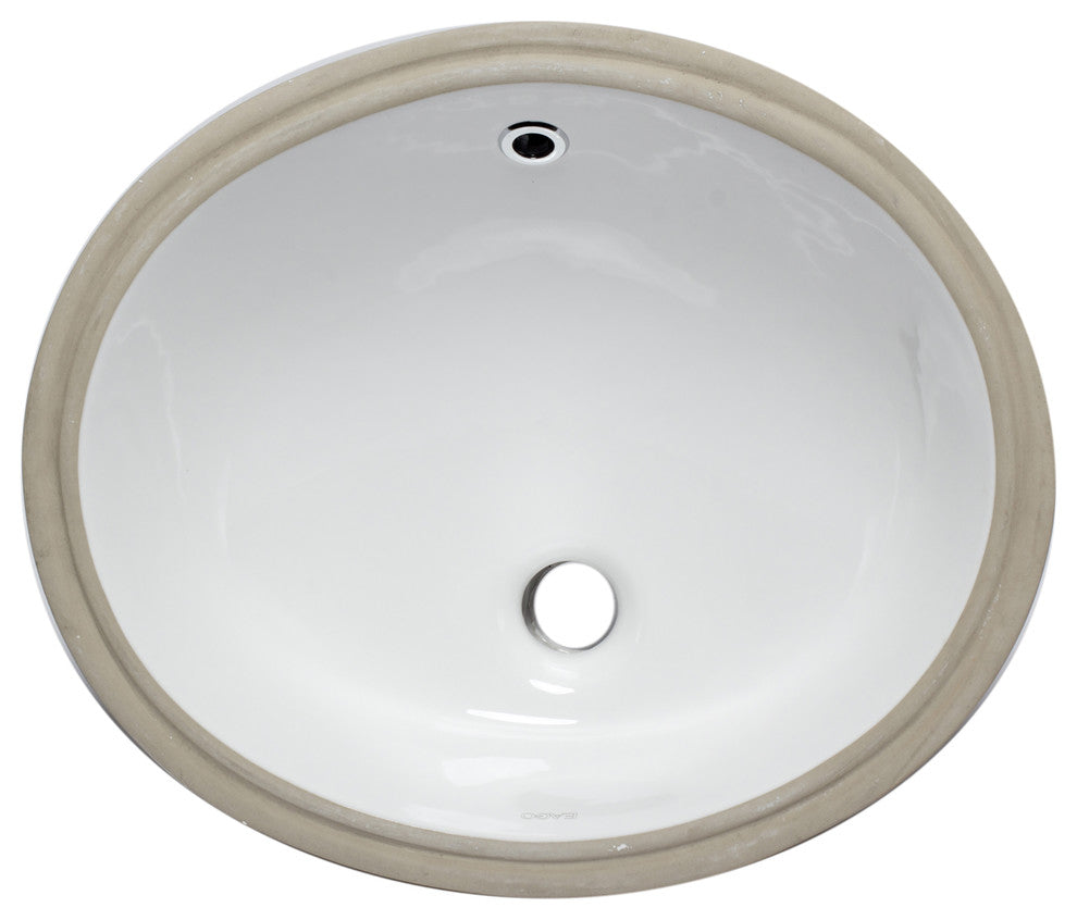EAGO BC224 White Ceramic 18"x15" Undermount Oval Bathroom Sink