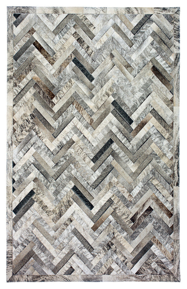 Cowhide Patchwork Rug, Plutus, Slate, 10'x14'