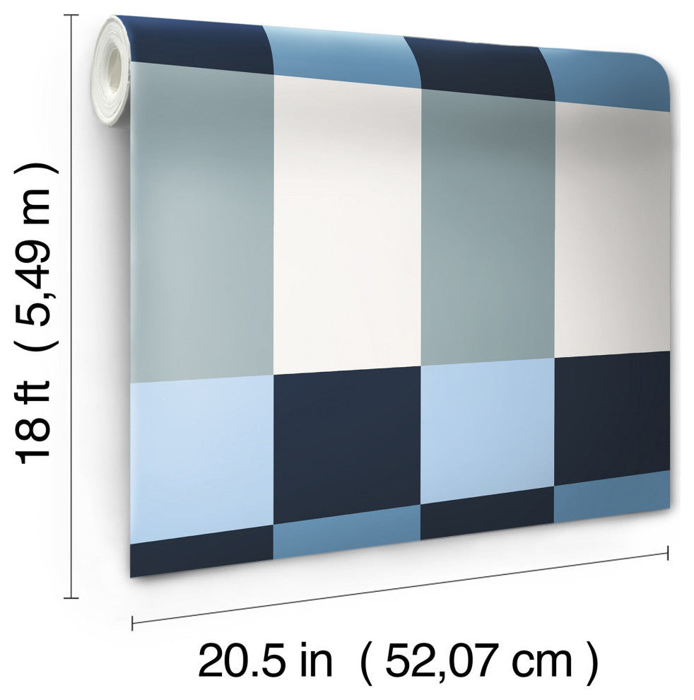 Emily Rayna Blue Framework Peel and Stick Wallpaper