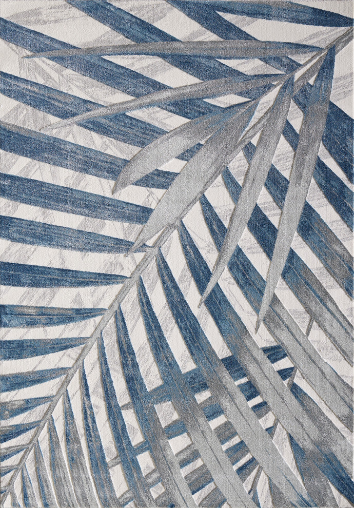 Abani Nova NOV110A Blue and Grey Floral Palm Area Rug