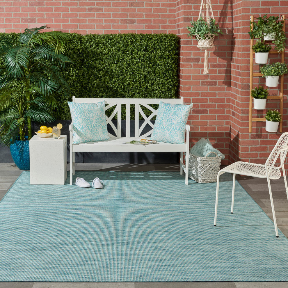 Nourison Positano Contemporary Area Rug, Aqua, 10'x14'